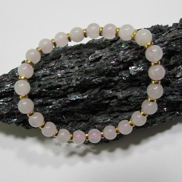 Natural Rose Quartz Gemstone Bracelet - Picture 2 of 4